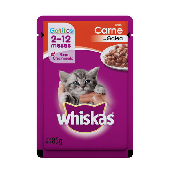 Imagen de Snack Salsa WHISKAS Gato Cachorro Sabor Carne 85 grs.
