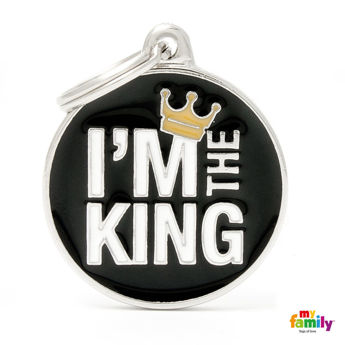 Imagen de Chapita Identificatoria MY FAMILY Im The king Negra