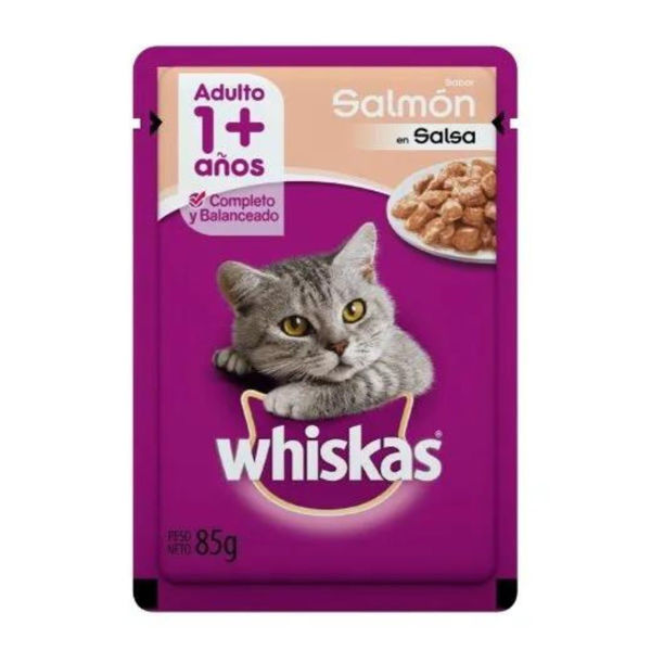 Imagen de Snack Salsa WHISKAS Gato Adulto Sabor Salmón 85 grs.