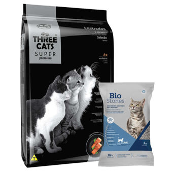 Imagen de Alimento THREE CATS Super Premium Gato Adulto Castrado Salmón 10 kg + Regalo