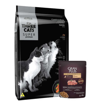 Imagen de Alimento THREE CATS Super Premium Gato Adulto Castrado Salmón 3 kg + Regalo