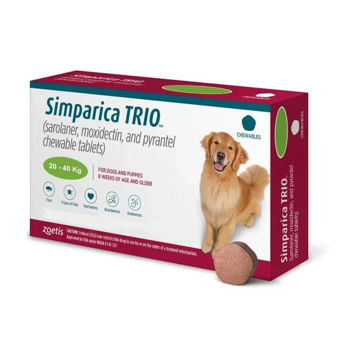 Imagen de Antiparasitario Interno y Externo SIMPARICA TRIO 20 a 40 kg - 1 Comprimido