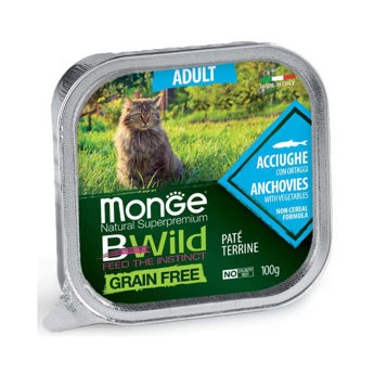 Imagen de Alimento Húmedo Paté MONGE Para Gato Adulto Sabor Anchoas y Vegetales 100 g