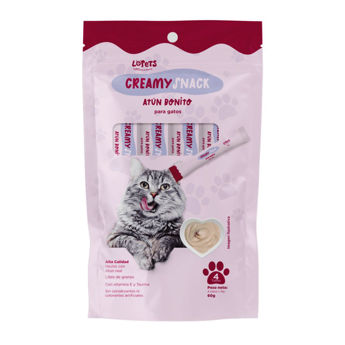 Imagen de Snack Paté LOPETS CREAMY SNACKS Para Gato Sabor Atún 60 grs - 4 Unidades