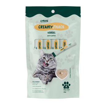 Imagen de Snack Paté LOPETS CREAMY SNACKS Para Gato Sabor Verdel 60 g - 4 Uni