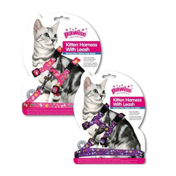 Imagen de Arnés Para Gato Cachorro PAWISE Talle S - Violeta/Rosado