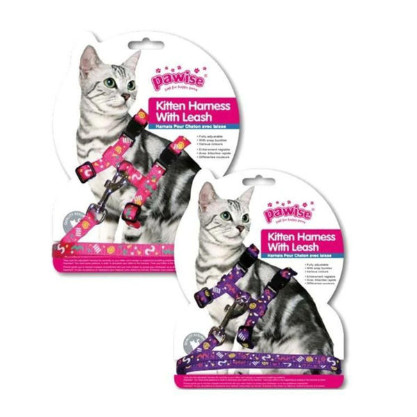 Imagen de Arnés Para Gato Cachorro PAWISE Talle S - Violeta/Rosado