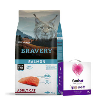 Imagen de Alimento BRAVERY Gato Adulto Sabor Salmón 7 kg + Regalo