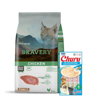 Imagen de Alimento BRAVERY Gato Cachorro Kitten Sabor Pollo 2 kg + Regalo