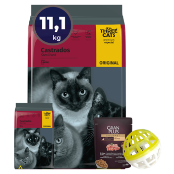 Imagen de Alimento THREE CATS Original Gato Castrado 10,1 kg + Regalo