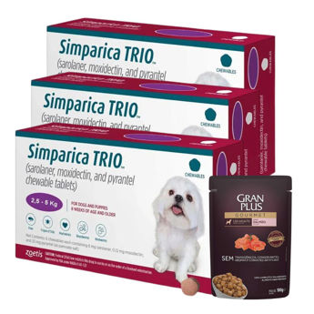 Imagen de Antiparasitario Interno y Externo SIMPARICA TRIO 2.5 a 5 kg - 3 Comprimidos