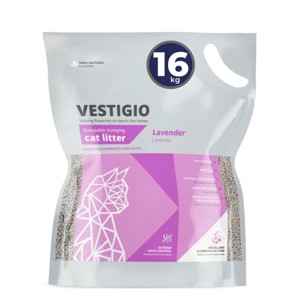 Imagen de Arena Sanitaria Aglomerante VESTIGIO Gato Aroma Lavanda 16 kg