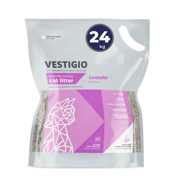 Imagen de Arena Sanitaria Aglomerante VESTIGIO Gato Aroma Lavanda 24 kg