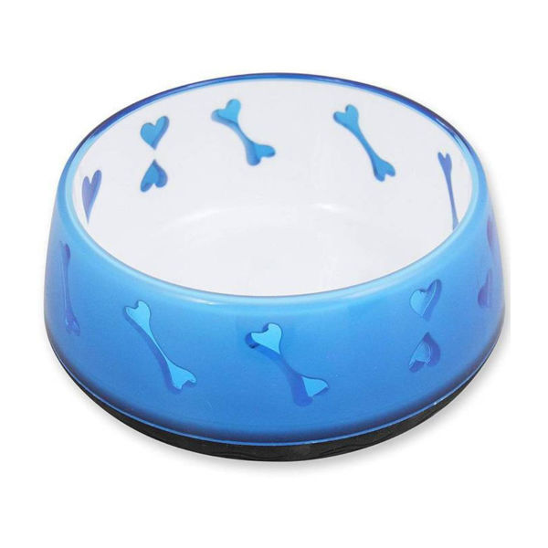 Imagen de Plato Para Perro AFP Huesos y Corazones Grande Azul