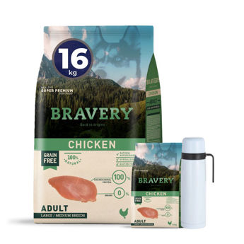 Imagen de Alimento BRAVERY Perro Adulto Raza Mediana y Grande Sabor Pollo 12 kg + Regalo