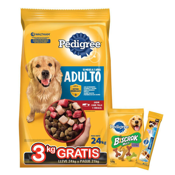 Imagen de Alimento PEDIGREE Perro Adulto Carne, Pollo y Cereales 21 kg + 3 kg