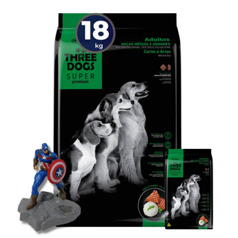Imagen de Alimento THREE DOGS Perro Super Premium Adulto Raza Mediana y Grande 15 + 2 kg + Regalo