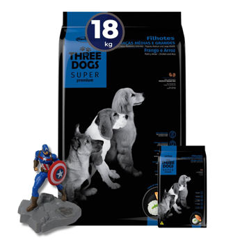 Imagen de Alimento THREE DOGS Perro Super Premium Cachorros Razas Medianas y Grandes 15 + 2 kg + Regalo