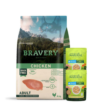 Imagen de Alimento BRAVERY Perro Adulto Raza Mediana y Grande Sabor Pollo 4 kg + Regalo