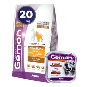 Imagen de Alimento GEMON Perro Adulto Raza Mediana Sabor Pollo 20 kg + Regalo