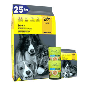 Imagen de Alimento THREE DOGS Perro Original Adulto Raza Mediana y Grande 20 + 2 kg + Regalo