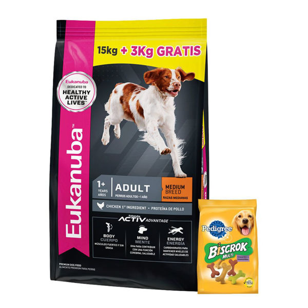 Imagen de Alimento EUKANUBA Perro Adulto Raza Mediana 15 + 3 kg + Regalo