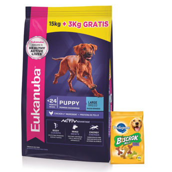 Imagen de Alimento EUKANUBA Perro Cachorro Raza Grande 15 + 3 kg + Regalo