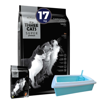 Imagen de Alimento THREE CATS Super Premium Gato Adulto Castrado Salmón 15 kg + Regalo