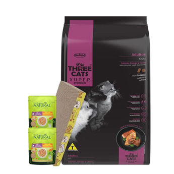Imagen de Alimento THREE CATS Super Premium Gato Adulto Mix Pollo, Carne y Salmón 15 kg + Regalo