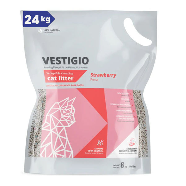 Imagen de Arena Sanitaria Aglomerante VESTIGIO Gato Aroma Frutilla 24 kg