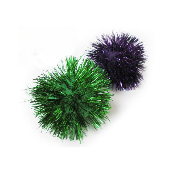 Imagen de Juguete Para Gato ANIMAL PLANET 2 Pelotas Pompón Verde y Violeta