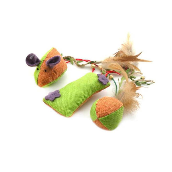 Imagen de Juguete Para Gato ANIMAL PLANET Ratón/Rectángulo/Pelota Con Pluma