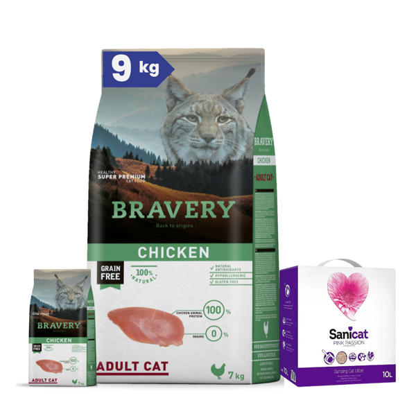Imagen de Alimento BRAVERY Gato Adulto Sabor Pollo 7 kg + Regalo