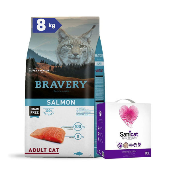 Imagen de Alimento BRAVERY Gato Adulto Sabor Salmón 8 kg + Regalo