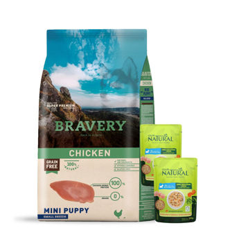 Imagen de Alimento BRAVERY Perro Cachorro Raza Pequeña y Mini Sabor Pollo 4 kg + Regalo