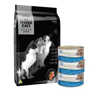 Imagen de Alimento THREE CATS Super Premium Gato Adulto Castrado Salmón 15 kg + Regalo