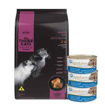 Imagen de Alimento THREE CATS Super Premium Gato Adulto Mix Pollo, Carne y Salmón 15 kg + Regalo