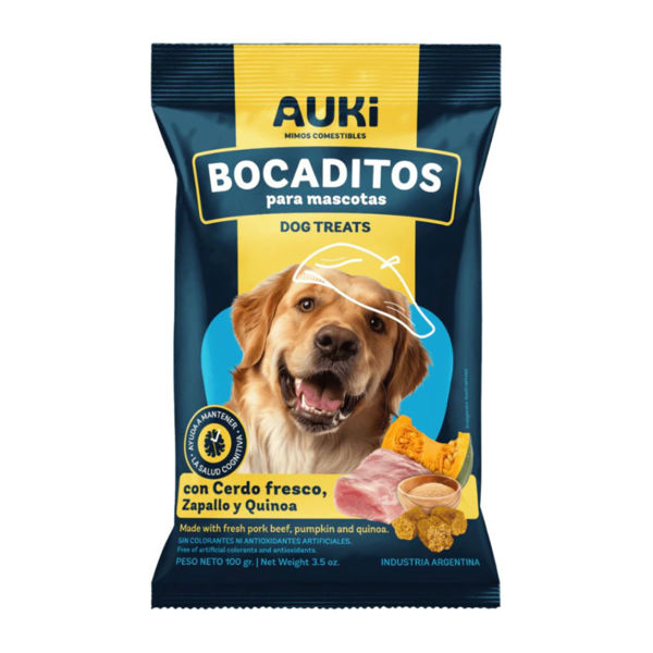Imagen de Snack Para Perro AUKI Cognitivo Cerdo, Zapallo y Quinoa 500 grs