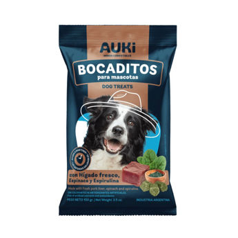 Imagen de Snack Para Perro AUKI Defensas Sabor Hígado, Espinaca y Espirulina 100 grs