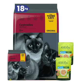 Imagen de Alimento THREE CATS Original Gato Castrado 15 kg + Regalo
