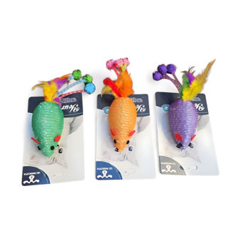 Imagen de Juguete Para Gato LILI MASCOTA Ratón Pompom y Plumas