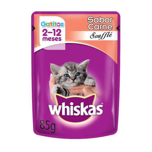 Imagen de Snack Salsa WHISKAS Gato Cachorro Sabor Carne Souffle 85grs