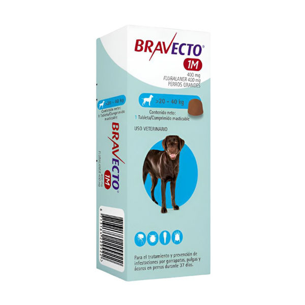 Imagen de Antipulgas y Garrapatas BRAVECTO 20 a 40 kg 1 Mes - 1 Comprimido