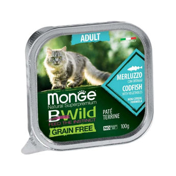 Imagen de Paté MONGE BWild Grain Free Gato Adulto Bacalao y Verdura 100grs