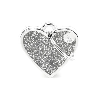 Imagen de Chapita Identificatoria MY FAMILY Shine Corazón Glitter Gris Small