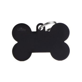 Imagen de Chapita Identificatoria MY FAMILY Hueso Negro Aluminio XL