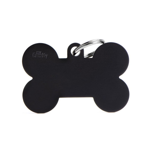 Imagen de Chapita Identificatoria MY FAMILY Hueso Negro Aluminio XL