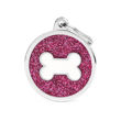 Imagen de Chapita Identificatoria MY FAMILY Círculo Hueso Con Glitter Rosa