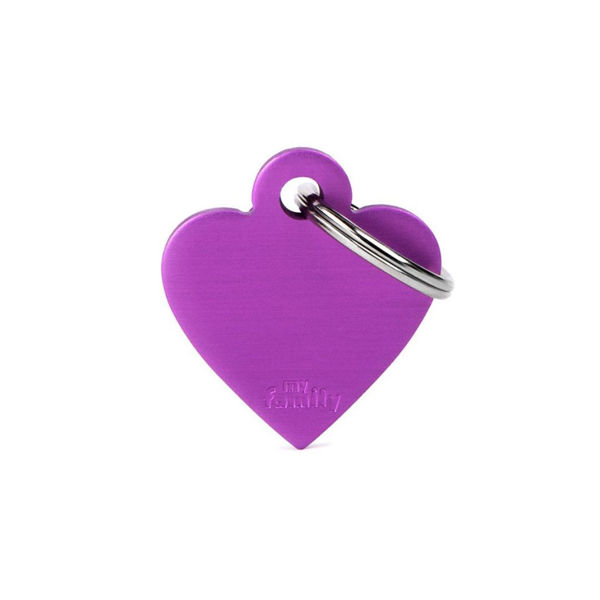 Imagen de Chapita Identificatoria MY FAMILY Corazón Chico Morado