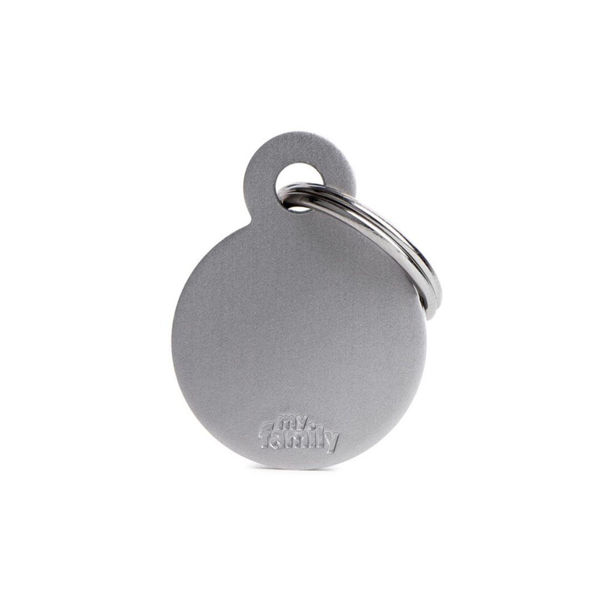 Imagen de Chapita Identificatoria MY FAMILY Círculo Pequeño Plateado